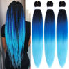 Picture of Ombre Sea Blue Braiding Hair Pre Stretched Braids Kanekalon Braiding Hair Extensions