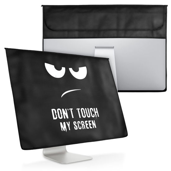 Picture of kwmobile Cover Compatible with 27-28" monitor - With Extra Storage - Don't Touch My Screen White / Black