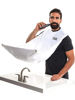 Picture of Beard King Beard Bib Apron for Men - the Original Cape As Seen on Shark Tank, Mens Hair Catcher for Shaving, Trimming - Grooming Accessories & Gifts for Dad or Husband - 1 Size Fits All, WHITE