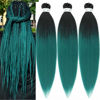 Picture of Ombre Braiding Hair Prestretched Kanekalon Braids Hair Black to Dark Green Hair Extensions