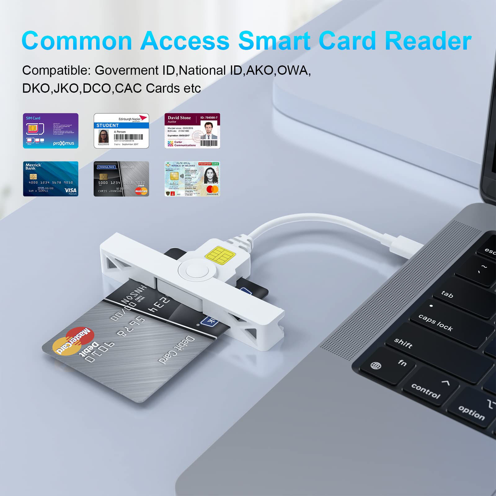 Getuscart- Type C Cac Reader, Dod Military Usb C Common Access Cac Card 