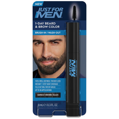 Picture of Just for Men 1-Day Beard & Brow Color, Temporary Color for Beard and Eyebrows, For a Fuller, Well-Defined Look, Up to 30 Applications, Darkest Brown/Black