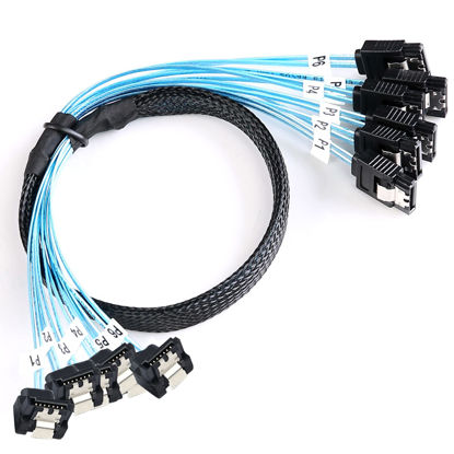 Picture of AdcAudx SATA-III Cable:0.5M 6Pcs/Set-SATA Cable 90-Degree Right-Angle SATA-Data Cable SAS/SATA-6Gbps Cable for Server-Raid SDD HDD CD DVD Drives (1.6FT)