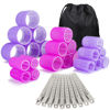 Picture of 33 Pcs Hair Rollers set, Self Grip Hair Rollers for Long Medium Short Hair, Jumbo Large medium Hair Curlers （22 Velcro Rollers + 10 Stainless steel Clip +1 Storage Bag）