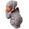 Picture of Fashion Newborn Boys Girls Baby Photo Shoot Props Outfits Crochet Clothes Long Tail Hat Pants Photography Props (gray)