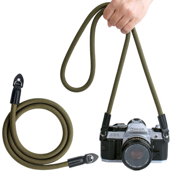 Picture of PIBIETTN 100cm Camera Strap Compatible with Sony Nikon Canon Fuji Climbing Rope Camera Shoulder Neck Strap SLR, DSLR, Mirrorless Cameras (Army-Green)