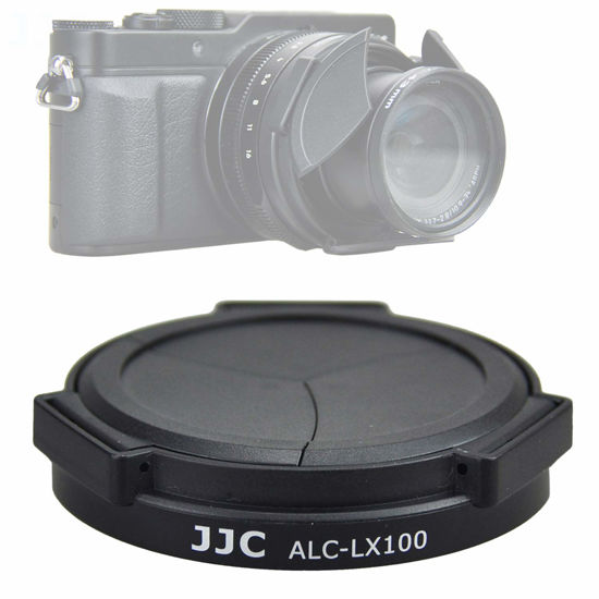 Picture of JJC Black ACLX100 Auto SELF-RETAINING Protective Lens Cap, Compatible with Panasonic Lumix LX100 / LX100 II/ Leica D-LUX Typ 109 D-LUX 7, LX100II Mark II M2 Lens Cap, LEICA D LUX 7 Camera Lense Cap