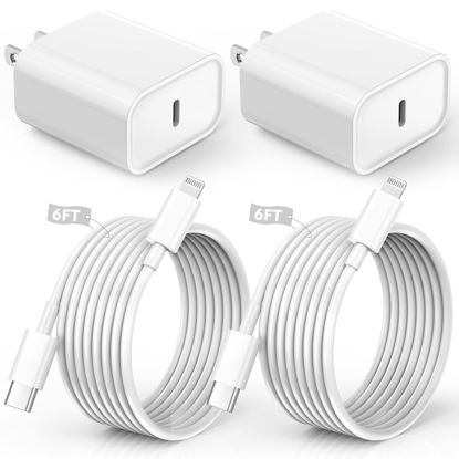 Picture of iPhone Charger Fast Charging,【Apple MFi Certified】2Pack Type C Fast Apple Charger Block Adapter 6FT USB-C to Lightning Cable for iPhone 14/13/13 Pro/12/12 Pro/12 Pro Max/11/Xs Max/XR/X/SE,iPad,AirPods