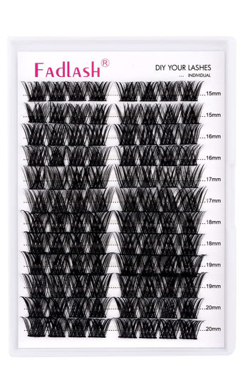 Picture of Lash Clusters 10-16mm 96pcs Individual Lashes Cluster Mixed Tray D Curl Lash Clusters DIY Eyelash Extensions Individual Cluster Lashes DIY Lash Extension Kit Home (F2-0.07D, 10-16mm)