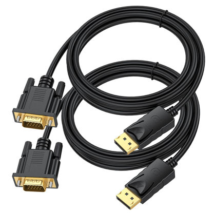 Picture of UV-CABLE DisplayPort to VGA Cable 5ft 2-Pack, Display Port DP to VGA Adapter Male to Male Gold-Plated for Computer, Laptop, TV, Projector-Not USB to VGA, Not HDMI to VGA