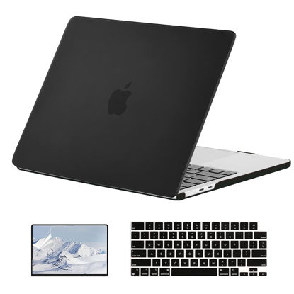 Picture of EooCoo Compatible with New MacBook Air 13.6 inch Case 2022 2023 Release A2681 M2 Chip with Retina Display，Black Plastic Hard Shell Case + Keyboard Skin Cover + Screen Protector - Matte Black