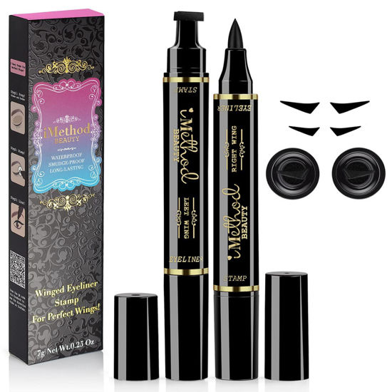 Picture of iMethod Eyeliner Stamp - NEW 2 Pens Winged Eyeliner Stamp, for All Eye Shapes, Winged Eyeliner Stamp, Perfect Wing Cat Eye Liner, Waterproof & Smudge-proof, 8 mm