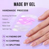 Picture of Press On Nails Almond - BTArtbox Soft Gel Almond Fake Nails with Nail Glue, Fit Perfectly & Natural Reusable Semi-Transparent Stick On Nails in 12 Sizes - 24PCS Soft Gel Glue On Nails Kit, Barbie Party