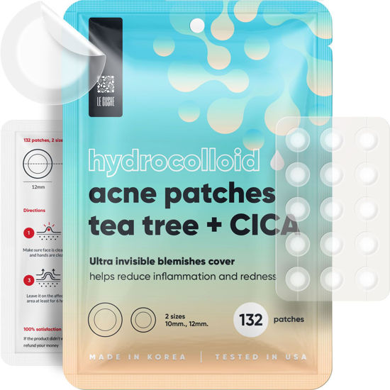 Picture of LE GUSHE Pimple Patches for Face (132 dots) - Hydrocolloid Acne Patch for Zits and Blemishes - Invisible Spot Cover Stickers for Fast-Acting Treatment - Achieve Clear, Glowing Skin