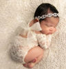 Picture of Baby Photography Props Outfit Lace Rompers Newborn Girl Photo Shoot Outfits Flower Headband Princess Costume (White)