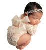 Picture of Baby Photography Props Outfit Lace Rompers Newborn Girl Photo Shoot Outfits Flower Headband Princess Costume (White)