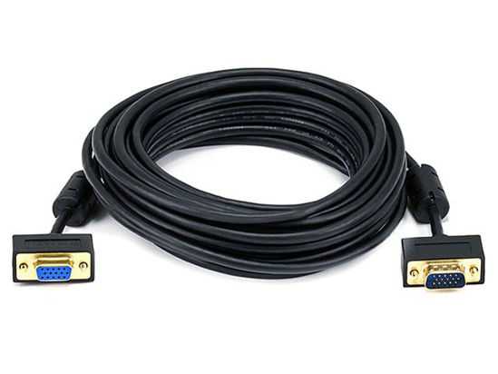 Picture of Monoprice Ultra Slim SVGA Super VGA M/F Monitor Cable - 25 Feet With Ferrites | 30/32AWG, Gold Plated Connector