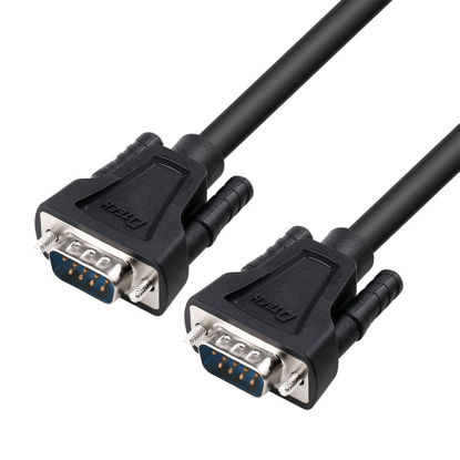 Picture of DTech DB9 RS232 Serial Cable Male to Male Null Modem Cord Full Handshaking 7 Wire Crossover for Data Communication (15 Feet, Black)