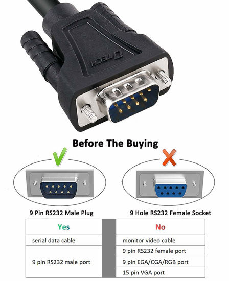 Getuscart Dtech 15ft Db9 Serial Cable Com Port Male To Male Rs232 Straight Through 9 Pin Data Cord