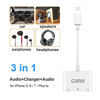 Picture of Lightning to 3.5 mm Headphone Jack Adapter, GMW 3 in 1 Lightning to Dual 3.5 mm Headphone Audio Aux Jack + Lightning Charging Cable Connector Adapter for iPhone 7/7 Plus/8/8 Plus/X and iPad