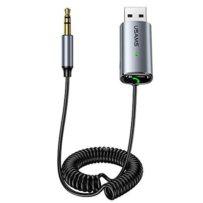 Picture of Car Bluetooth Receiver, Aux Bluetooth Adapter Dongle Cable for Car 3.5mm Jack Aux Bluetooth 5.0 Receiver Speaker Audio Music Transmitter, CVC8.0 Noise Cancelling, Built-in Microphone With TF card slot