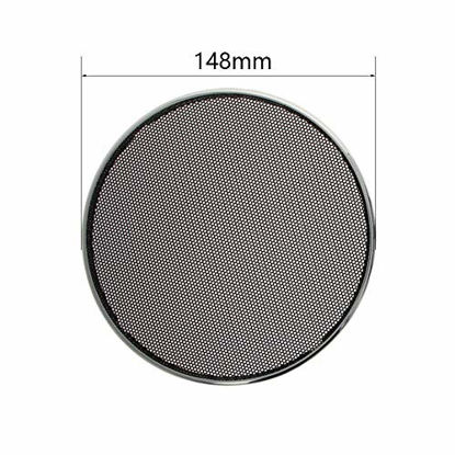 Picture of Fielect 2 Pcs 5inch Speaker Grill Mesh Decorative Circle Woofer Guard Protector Cover Audio Accessories Black Grill Silver Trim