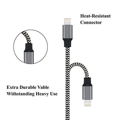 Picture of Lightning Cable, Loopilops [3 Pack] iPhone Charger to USB Syncing and Charging Cable Data Nylon Braided Cord Charger for iPhone 8/8 Plus7/7 Plus/6/6 Plus/6s/6s Plus/5/5s/5c/SE(Gray+Black)