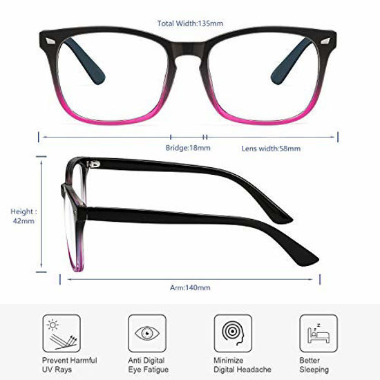 Picture of Blue Light Blocking Glasses for Women/Men/FEIDU 4-Pack Computer Gaming Glasses (4pack-black+clear+bean flower+purpl)