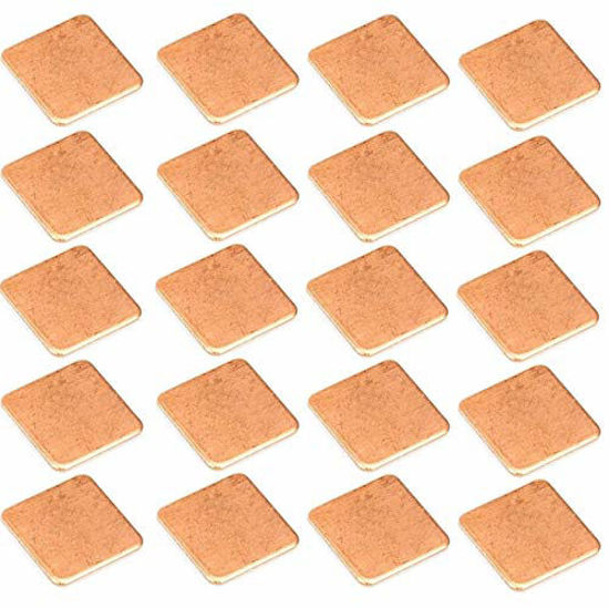 Picture of Easycargo 20pcs Heatsink Copper Pad Shims 15mmx15mm for Cooling Laptop GPU CPU IC Chips VGA RAM (15x15x1.5)