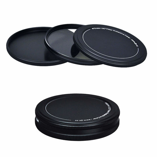 Picture of JJC Metal Lens Filter Stack Cap Filter Protective Case for 77mm Ultraviolet UV Filter Circular Polarizer CPL Filter Neutral Density ND Filter and More Filters in 77mm Thread Size,Upgraded Slim Version