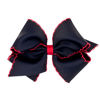 Picture of Wee Ones Girls' Classic Grosgrain Moonstitch Edge Hair Bow on a WeeStay Hair Clip, Mini King, Navy with Red Trim