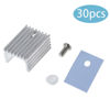 Picture of Jienk 30Pcs TO-220 Aluminum Heatsink & Insulator/Mounting Kits for MOSFET Transistor, 3 Different Size TO-220 Heatsink 10 Each+ 30 Screws + 30 Screw Washer +30 Insulator Rubberized Silicone