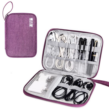 Picture of SELLYFELLY Travel Electronics Organizer Portable Cable Organizer Bag for Storage Electronic Accessories Case for Cord,Phone,Charger,Flash Drive (Purple)