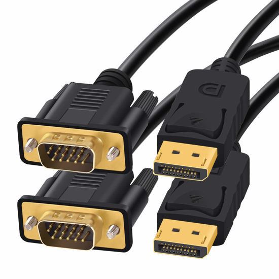 Picture of Foboiu DisplayPort to VGA, 3 Feet 2 Pack DisplayPort to VGA Adapter DP to VGA Cable Connects DP Port from Desktop or Laptop to Monitor or Projector with VGA Port