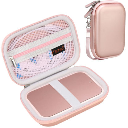 Picture of Canboc Hard Case for New Canon Ivy 2 Mini/Canon Ivy Mini/Canon Ivy CLIQ+2 CLIQ 2 Photo Printer Mobile Wireless Bluetooth Instant Camera Printer, Mesh Bag fit Photo Paper Cable, Rose Gold+Rose Gold