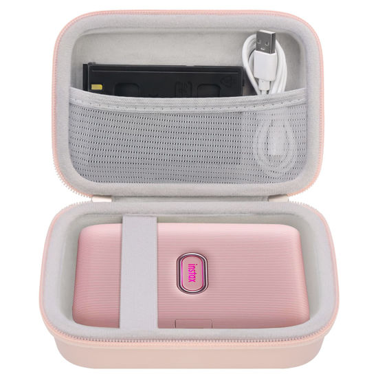 Picture of Elonbo Hard Carry Case for Fujifilm Instax Mini Link 2 / Fujifilm Instax Mini Link Smartphone Printer, Instant Photo Printer Travel Protective Case, Extra Mesh Pocket Fits Film Charger, Pink