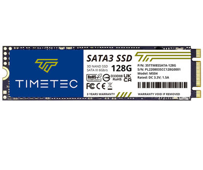 Picture of Timetec 128GB SSD 3D NAND TLC SATA III 6Gb/s M.2 2280 NGFF 64TBW Read Speed Up to 530MB/s SLC Cache Performance Boost Internal Solid State Drive for PC Computer Laptop and Desktop (128GB)