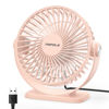 Picture of TriPole Mini Desk Fan USB Powered Portable Fan 3 Speeds Strong Airflow Small Fan 360°Rotation Personal Fan 5.1 Inch Table Fan for Home Office Bedroom Desktop, Pink, 4.9ft Cable