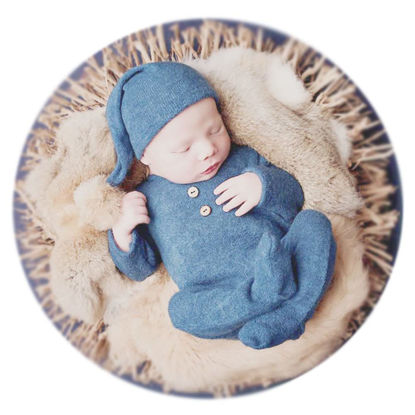 Picture of Besutana Newborn Photography Props Baby Boys Girls Outfits Long Tail Hat and Costume Romper Photoshoot Costume Set