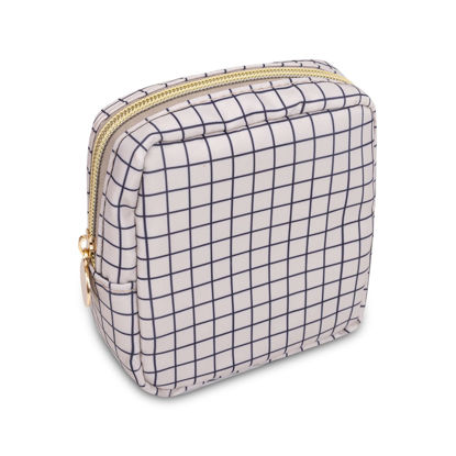 Picture of Waterproof Mini Makeup Bag Pouch for Purse,Nylon Travel Toiletry Organizers Bag Small Cosmetic Bag Pouch for Women Girl,Cute Zipper Pouch Coin Purse Preppy Storage Bag for School Work(Mini-Checkered)