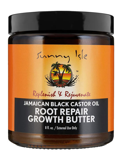 Picture of Sunny Isle Jamaican Black Castor Oil Root Repair Growth Butter 8oz | Restores & Revitalizes ALL Damaged Hair Types | Nutrient-Rich, Stimulates Hair Growth | Fights Dry, Itchy, Flaky Scalp