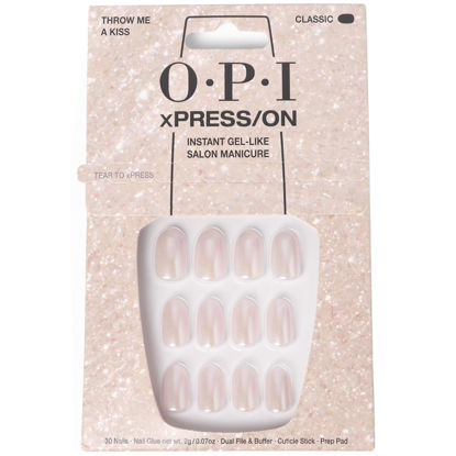 Picture of OPI xPRESS/ON Press On Nails, Up to 14 Days of Wear, Gel-Like Salon Manicure, Vegan, Sustainable Packaging, With Nail Glue, Short Pink Nails, Throw Me a Kiss