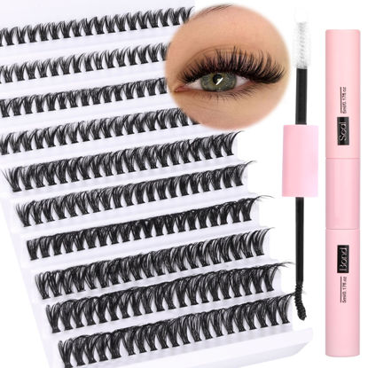 Picture of Lash Extension Kit Bond and Seal 200pcs DIY Lash Clusters Kit 8-16MM CD Curl Eyelash Extension Kit Wispy Individual Lashes Kit Eyelash Clusters by Ruairie