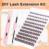 Picture of Brown Lash Extension Kit Bond and Seal CD Curl Eyelash Extension Kit 120pcs DIY Lash Clusters Kit 8-16MM Wispy Eyelash Clusters Individual Lashes Kit by Ruairie