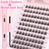 Picture of Eyelash Extension Kit Bond and Seal DIY Lash Extension Kit Wispy Natural Lash Clusters Kit 100pcs 12-16MM CD Curl Individual Lashes Kit by Ruairie