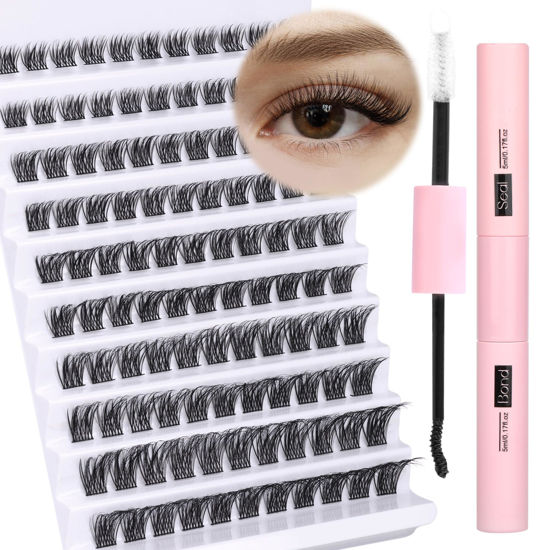 Picture of Lash Extension Kit Bond and Seal Wispy Lash Clsuters Kit 110pcs Natural DIY Eyelash Extension Kit 8-16MM CD Curl Individual Lashes Kit by Ruairie