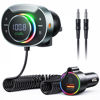 Picture of Bluetooth 5.3 FM Transmitter for Car - SOOMFON Bluetooth Car Adapter with Big Mic Bass Stereo Hi-Fi Sound, PD30W QC18W FM Bluetooth Transmitter Car Charger Support Hands-Free Calls, Aux Out, TF Card