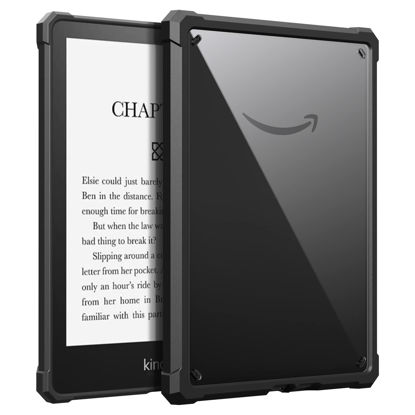 Picture of MoKo Case Fit with 6.8" Kindle Paperwhite (11th Generation-2021) and Kindle Paperwhite Signature Edition, Perfect Protection with Fully Covered Soft TPU Edge, Clear Back Cover for DIY, Black