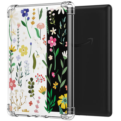 Picture of MoKo Case for 6.8" Kindle Paperwhite (11th Generation-2021) and Kindle Paperwhite Signature Edition, Ultra Clear Soft Flexible Transparent TPU Skin Bumper Back Cover Shell, Clear & Flower