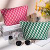 Picture of SOIDRAM 2 Pieces Makeup Bag Large Checkered Cosmetic Bag Pink Green Capacity Canvas Travel Toiletry Bag Organizer Cute Makeup Brushes Aesthetic Accessories Storage Bag for Women